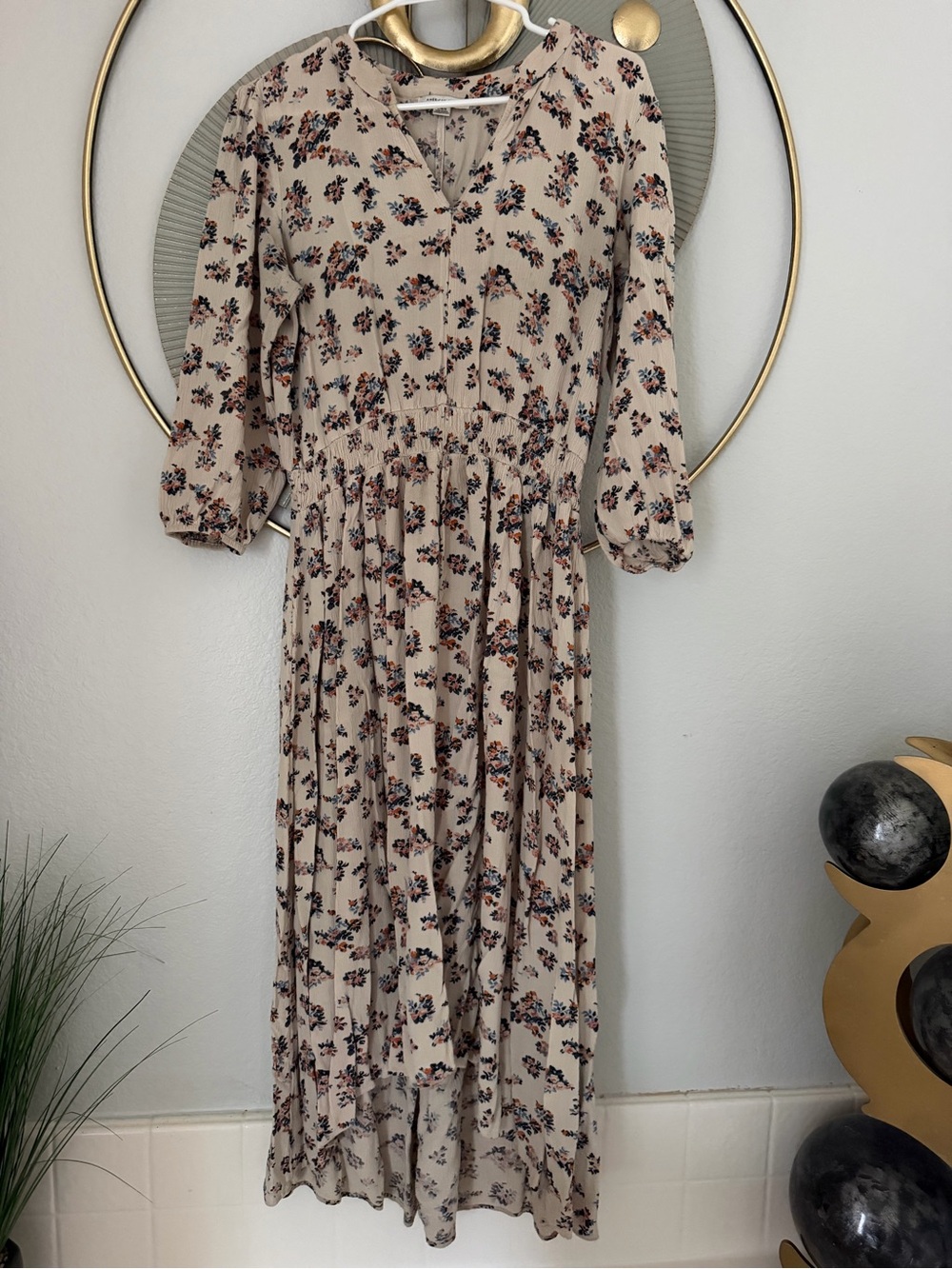 American Eagle Outfitters Beige Floral Maxi Dress